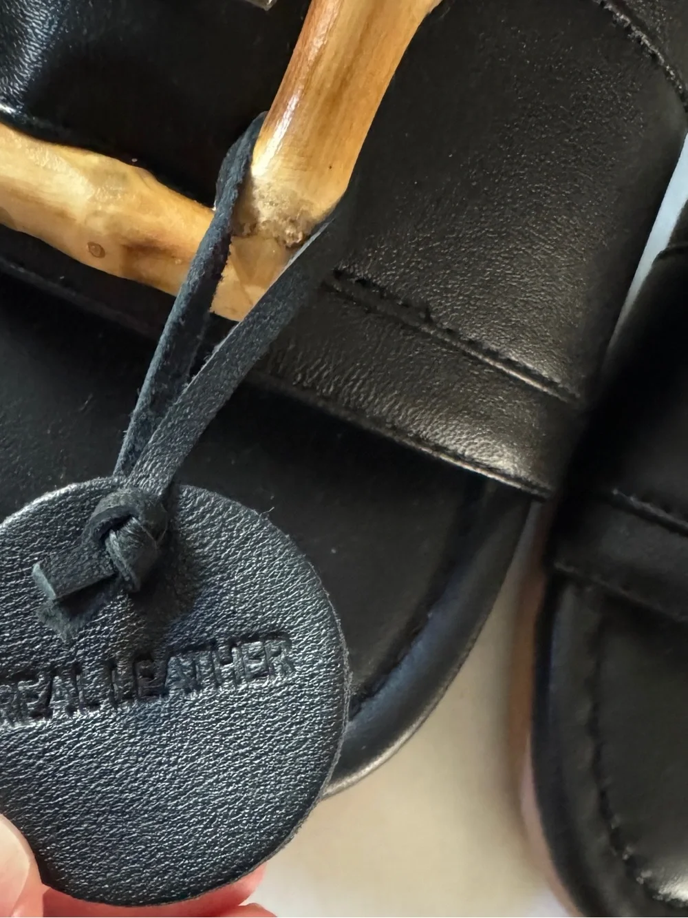 Jelavu Black Slide Sandals with Bamboo Buckle